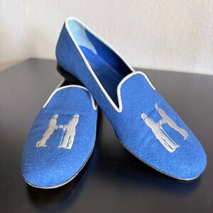 Hadleighs Blue Felt Embroidered Slip On Loafer Flats Women Size 37